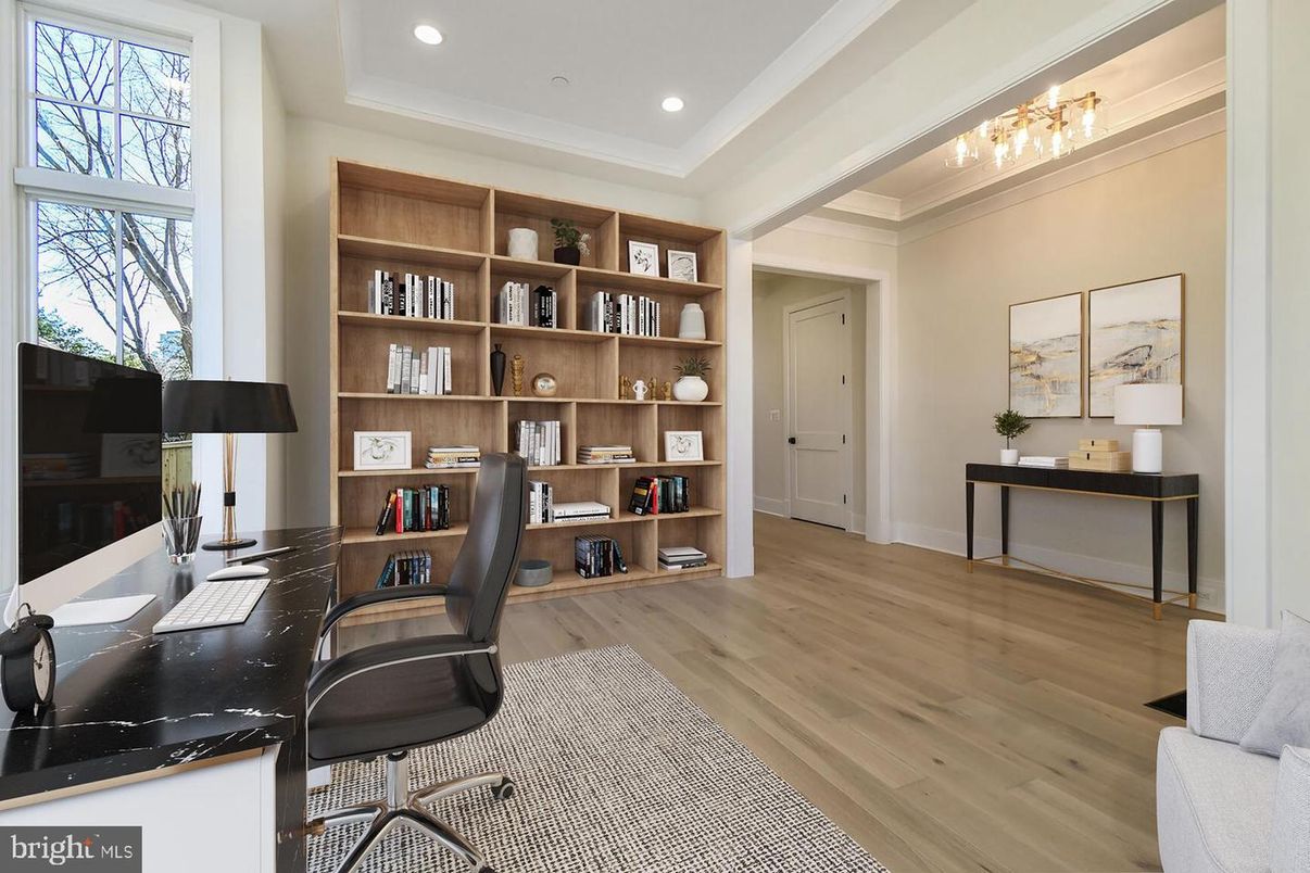 Home Office, Interior, Recessed Lighting, Wood Texture Flooring