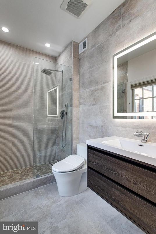 Bathroom, Glass Shower, Interior, Recessed Lighting