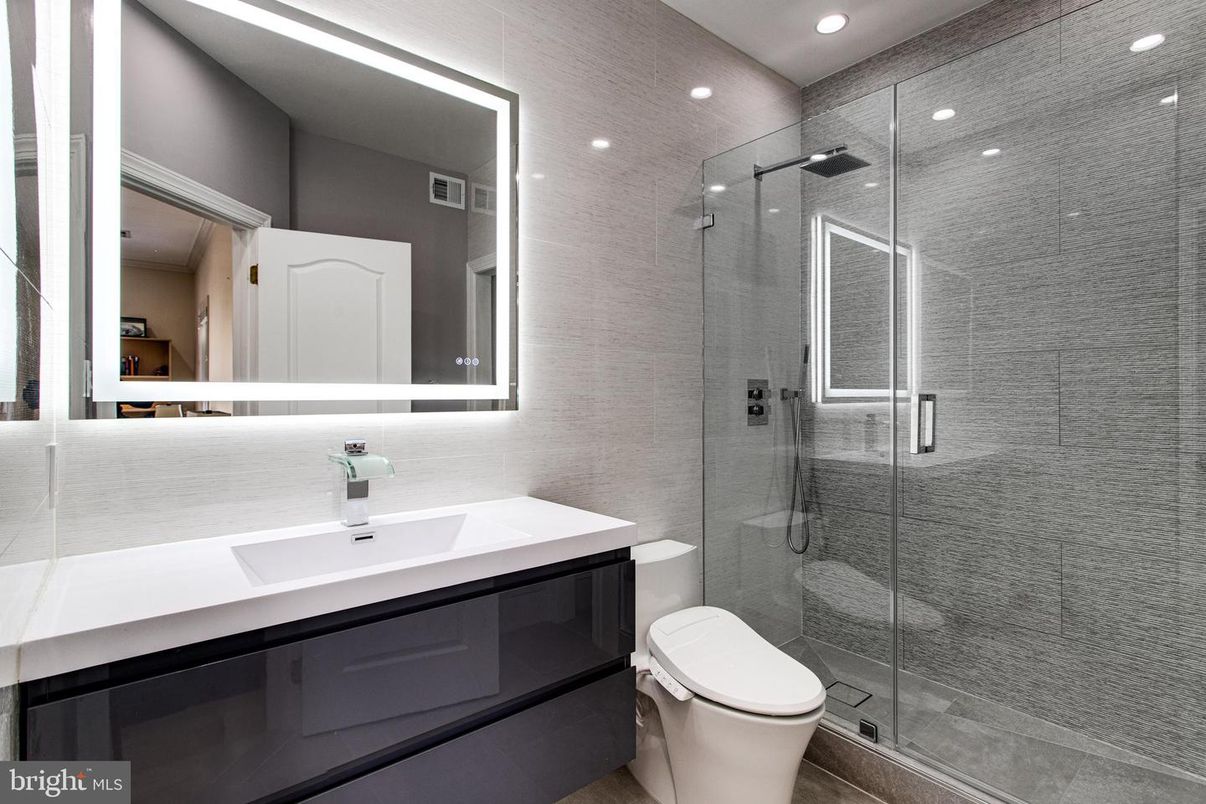 Bathroom, Glass Shower, Interior, Recessed Lighting
