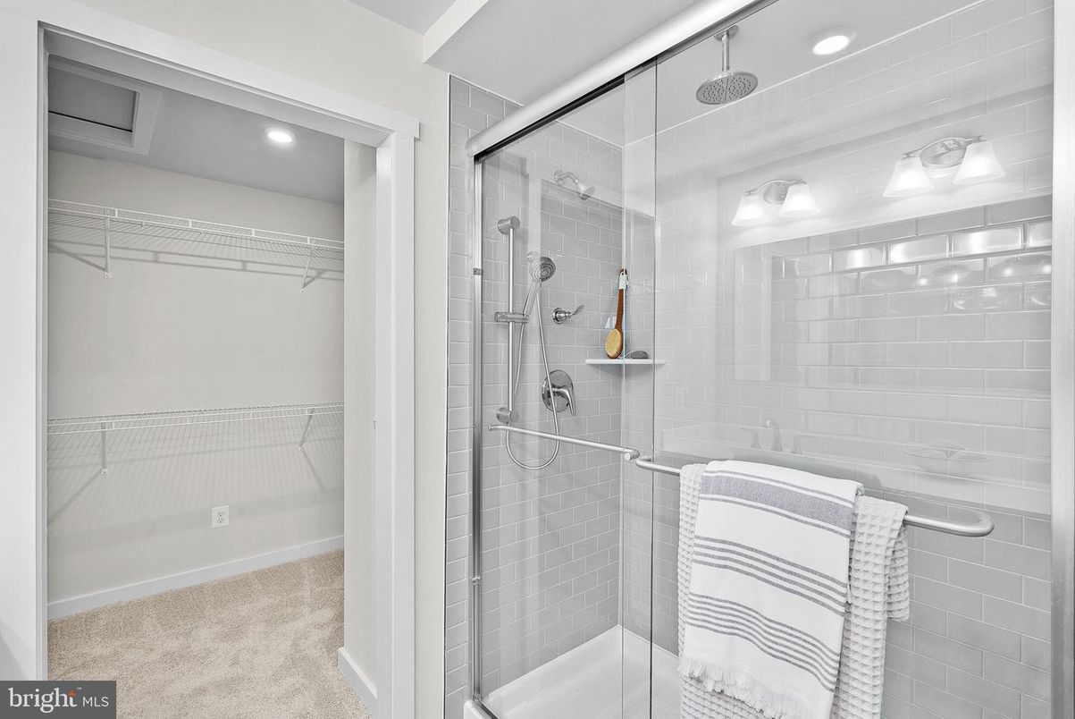 Bathroom, Glass Shower, Interior, Recessed Lighting, Walk-in Closets