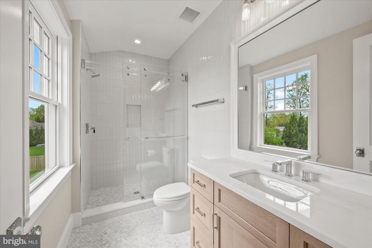 Bathroom, Glass Shower, Interior, Recessed Lighting