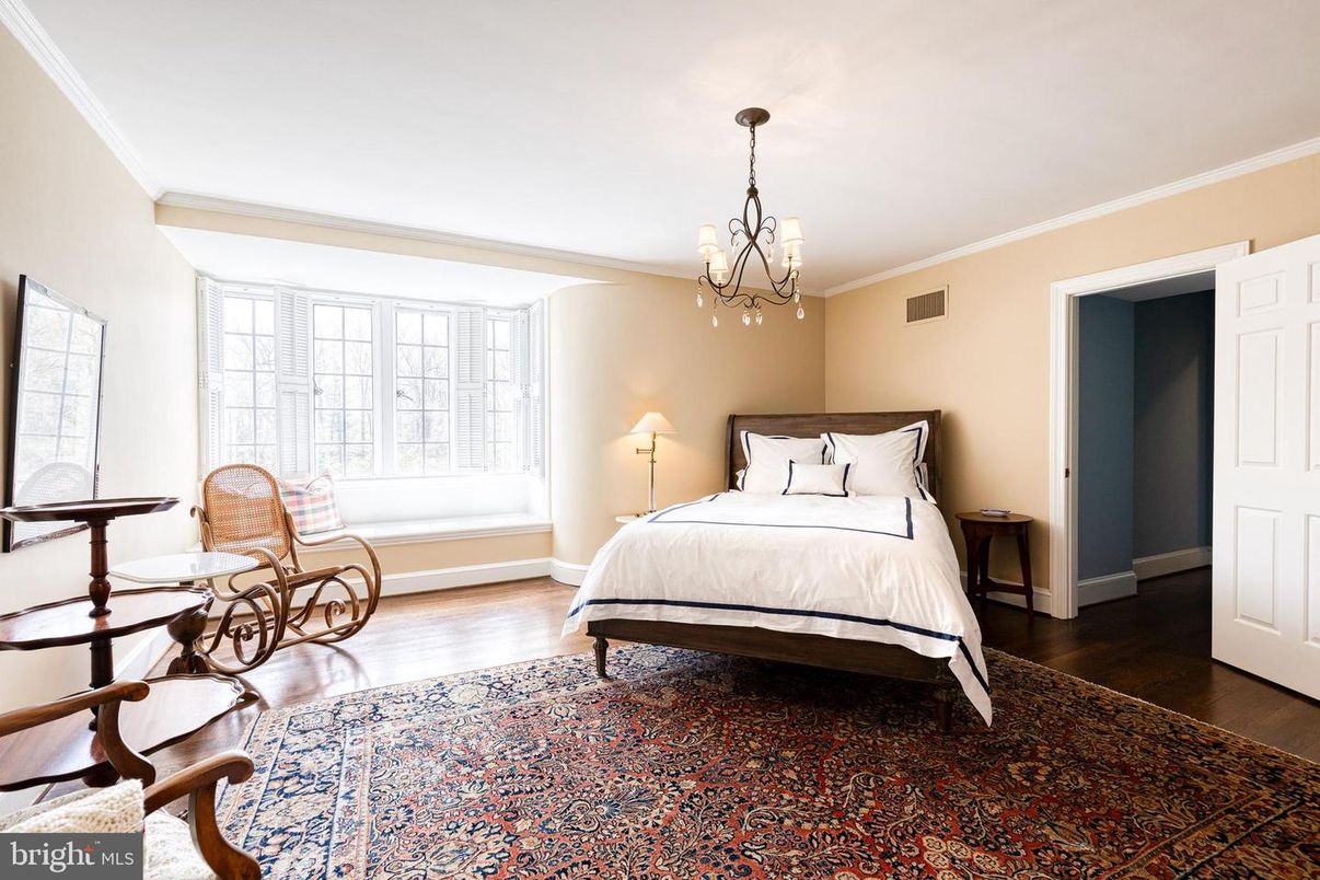 Bedroom, Chandelier, Interior, Wood Texture Flooring
