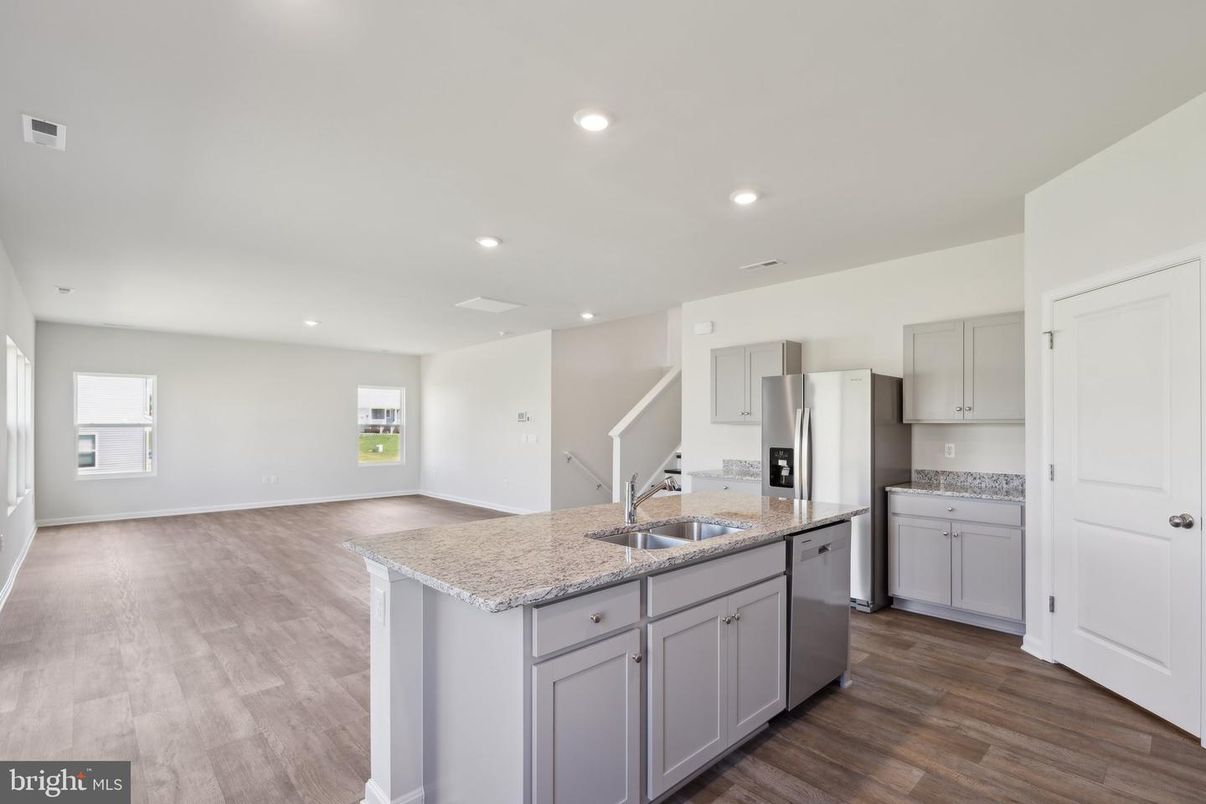 Interior, Kitchen, Recessed Lighting, Wood Texture Flooring