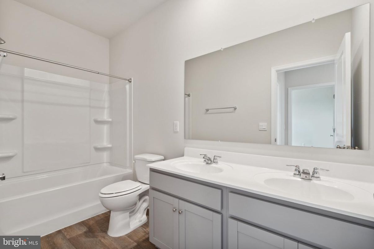 Bathroom, Dual Sink Vanities, Interior, Wood Texture Flooring