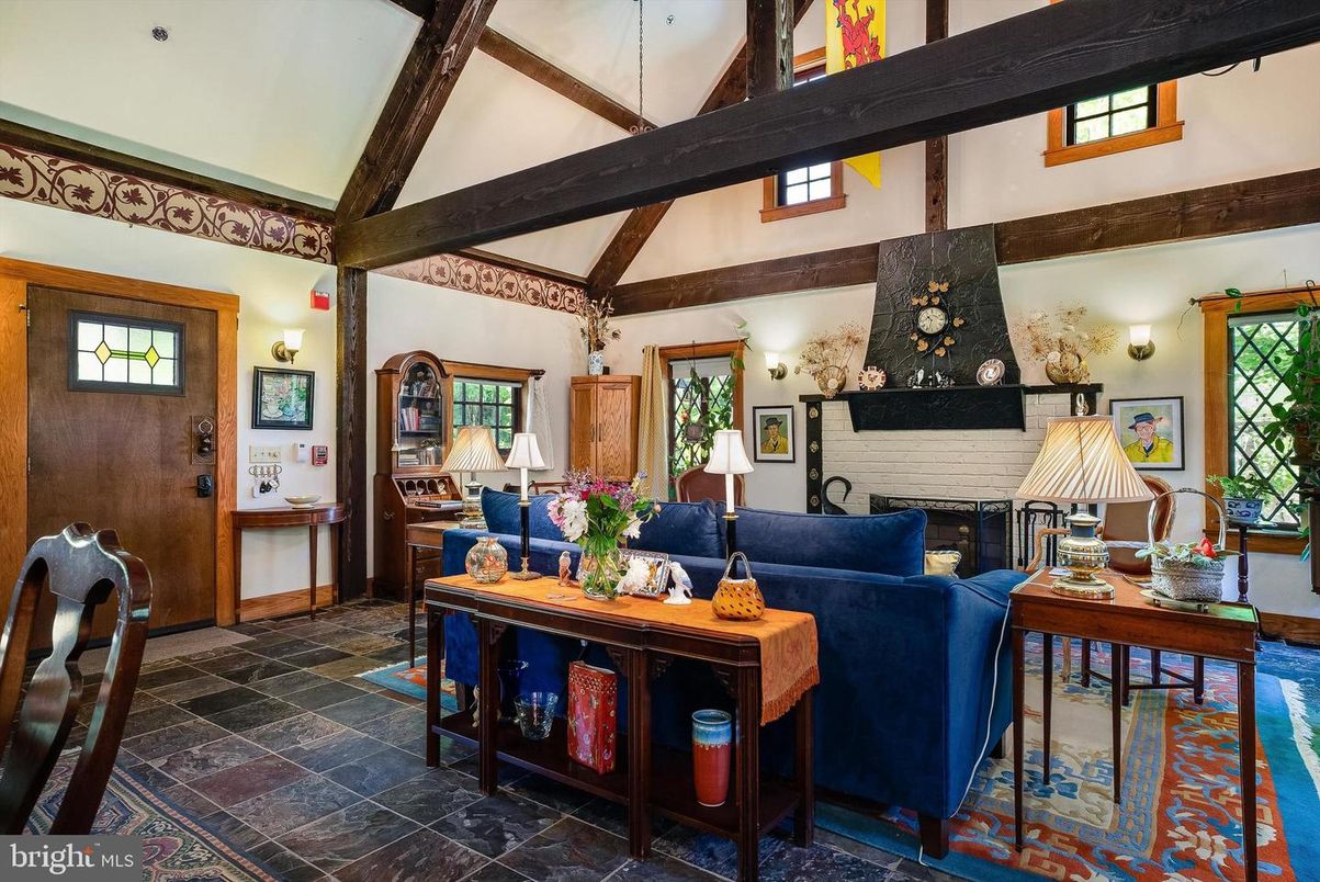 Fireplace, Interior, Living room, Wooden Beams