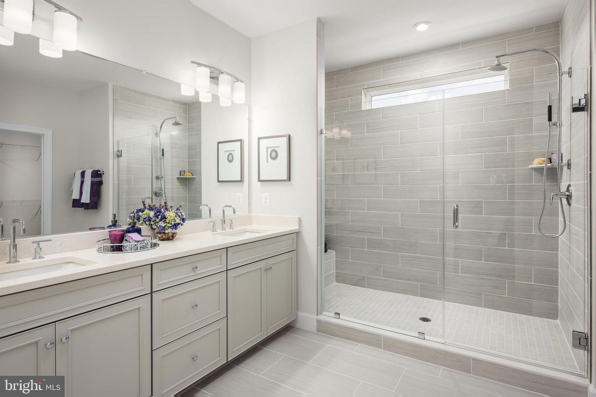 Bathroom, Dual Sink Vanities, Glass Shower, Interior, Recessed Lighting
