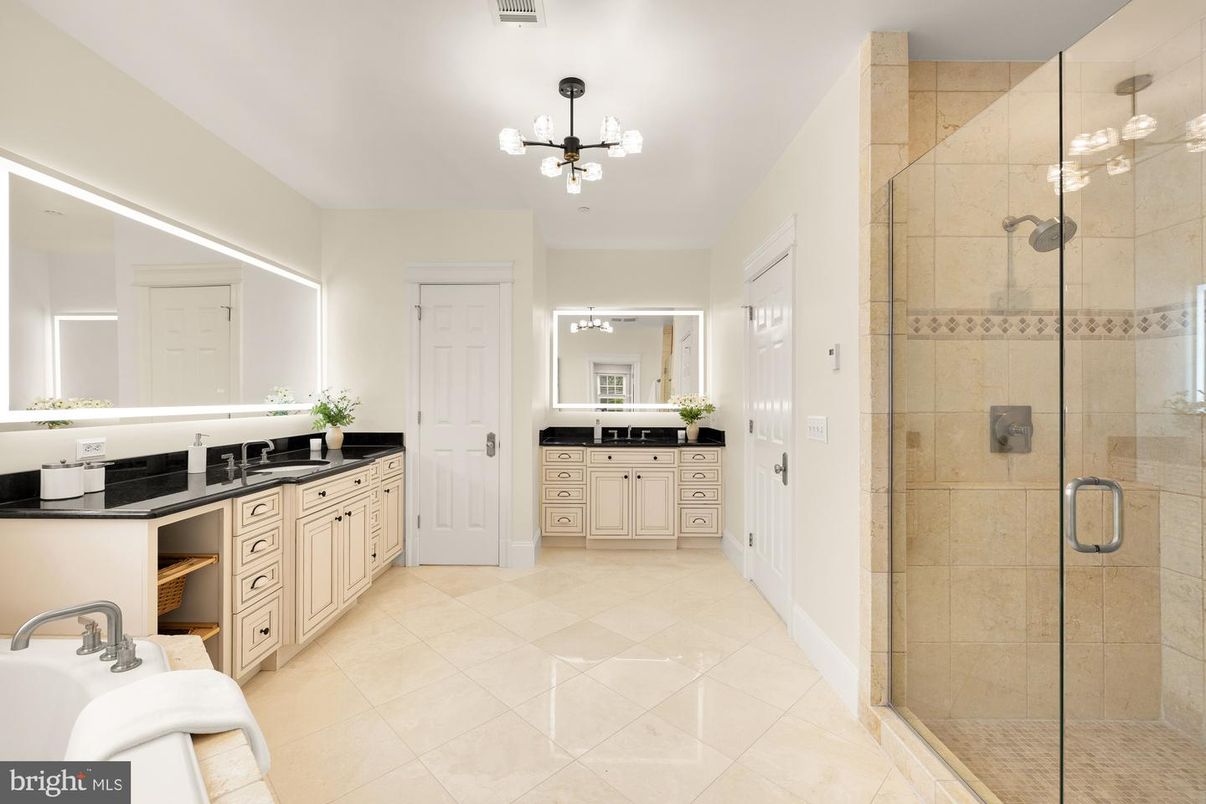 Bathroom, Dual Sink Vanities, Glass Shower, Interior