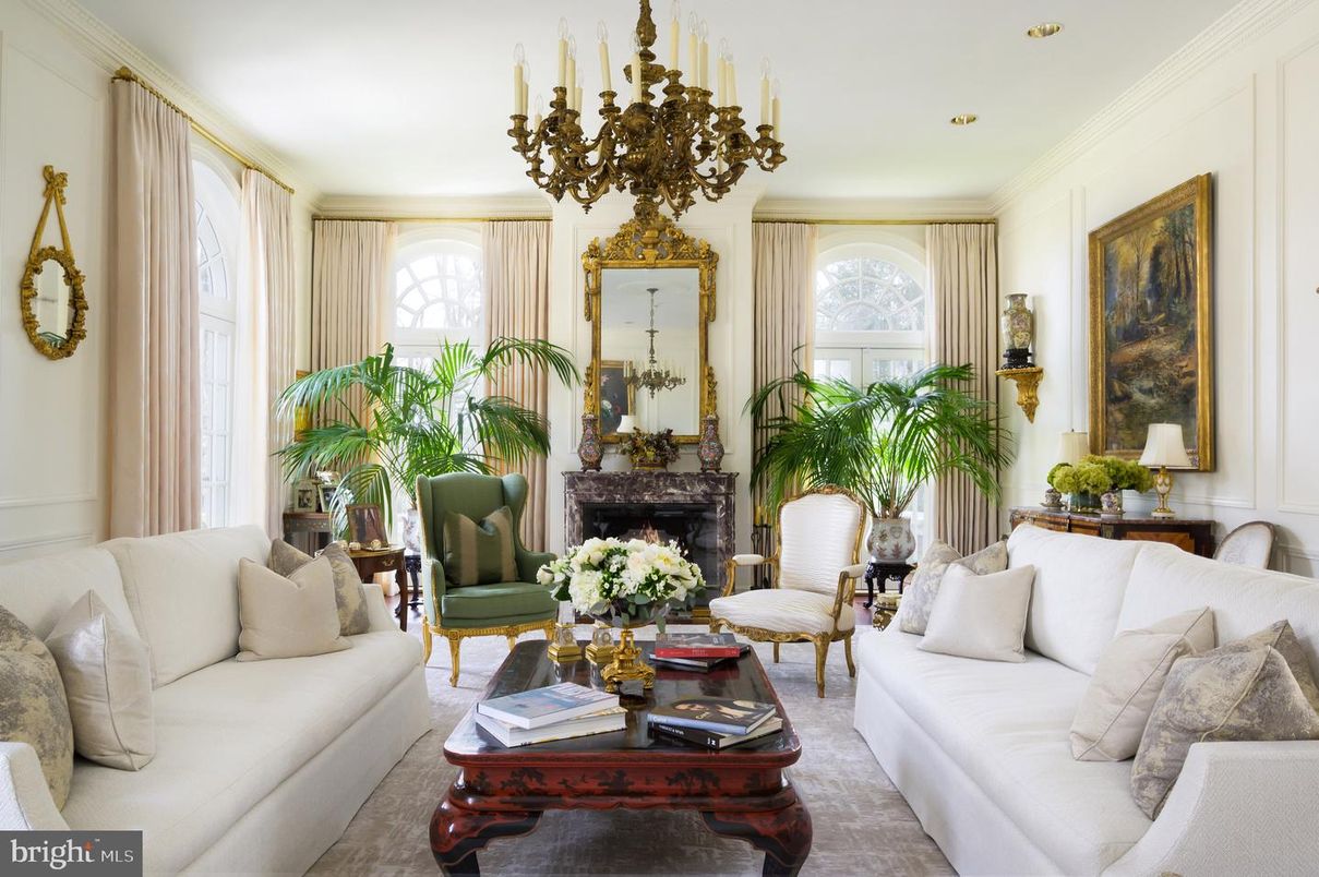 Chandelier, Fireplace, Interior, Living room, Recessed Lighting