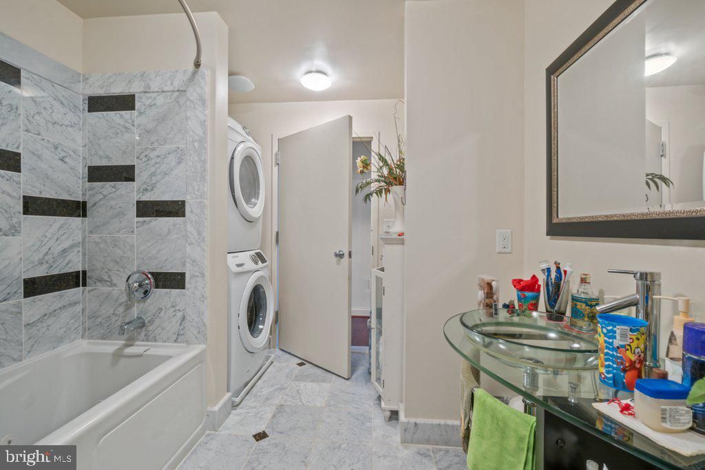 Bathroom, Interior, Marble Walls, Utility Closets, Washer