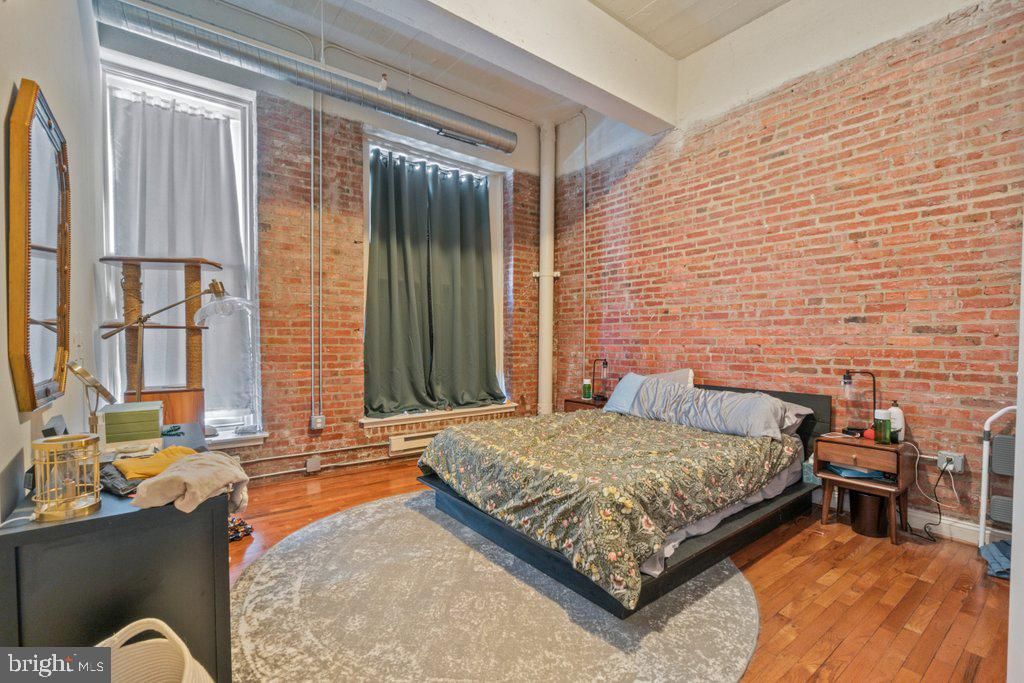 Bedroom, Interior, Stone Walls, Wood Texture Flooring