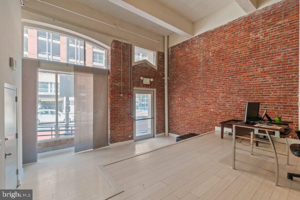 Home Office, Interior, Stone Walls, Wood Texture Flooring