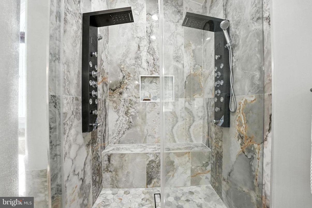 Bathroom, Glass Shower, Interior, Marble Walls