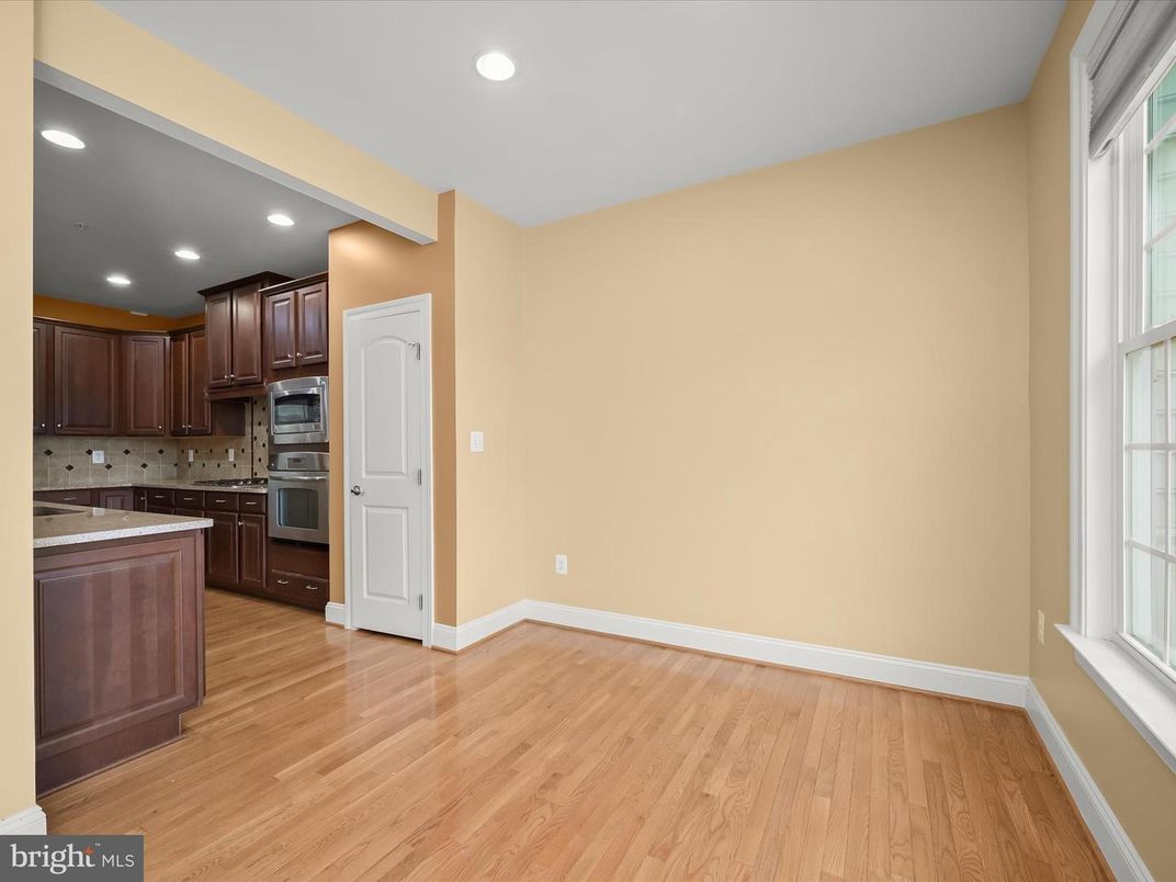 Empty room, Interior, Kitchen, Recessed Lighting, Wood Texture Flooring