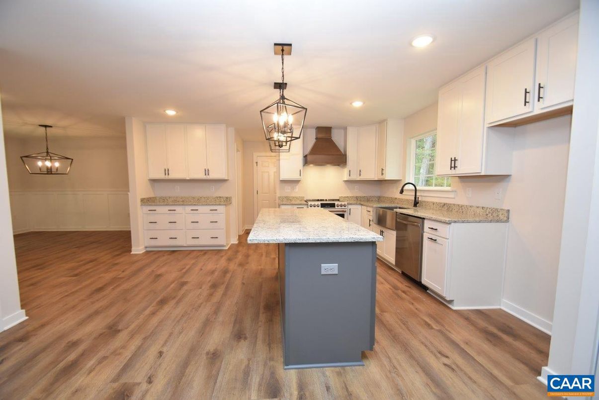Interior, Kitchen, Pendant Lights, Recessed Lighting, Wood Texture Flooring
