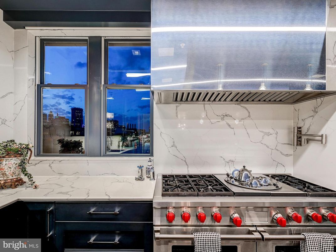 Interior, Kitchen, Marble Walls, Stainless Steel Appliances