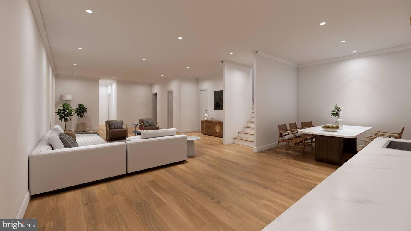 Dining room, Interior, Living room, Recessed Lighting, Wood Texture Flooring