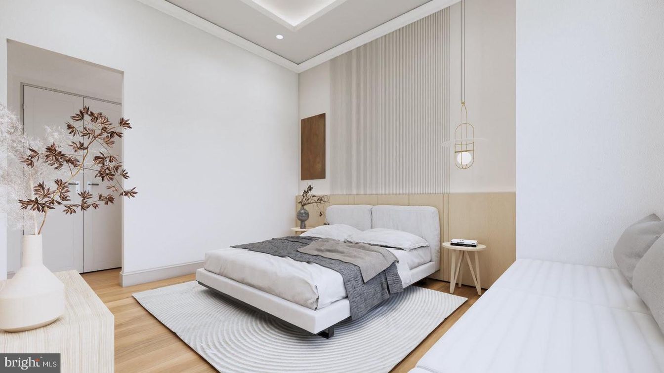 Bedroom, Interior, Pendant Lights, Recessed Lighting, Wood Texture Flooring