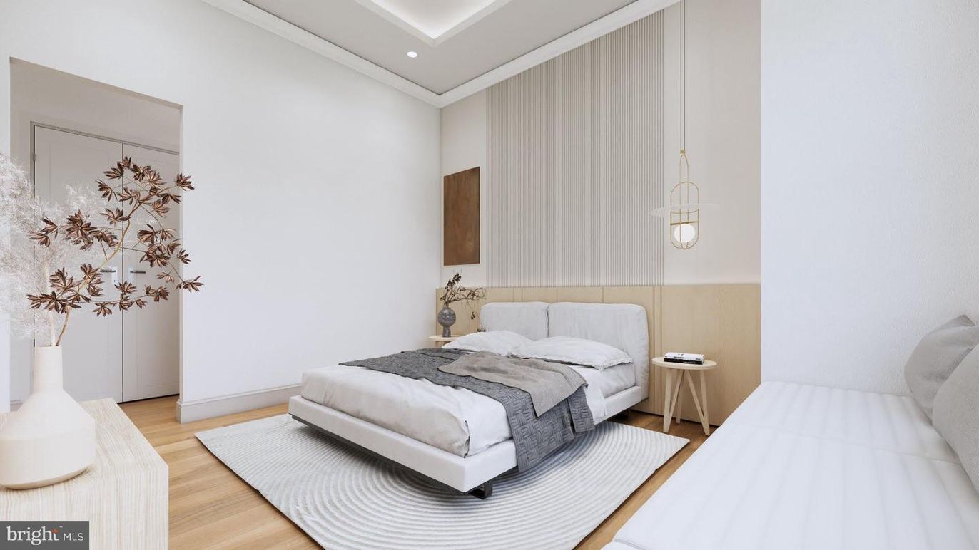 Bedroom, Interior, Pendant Lights, Recessed Lighting, Wood Texture Flooring