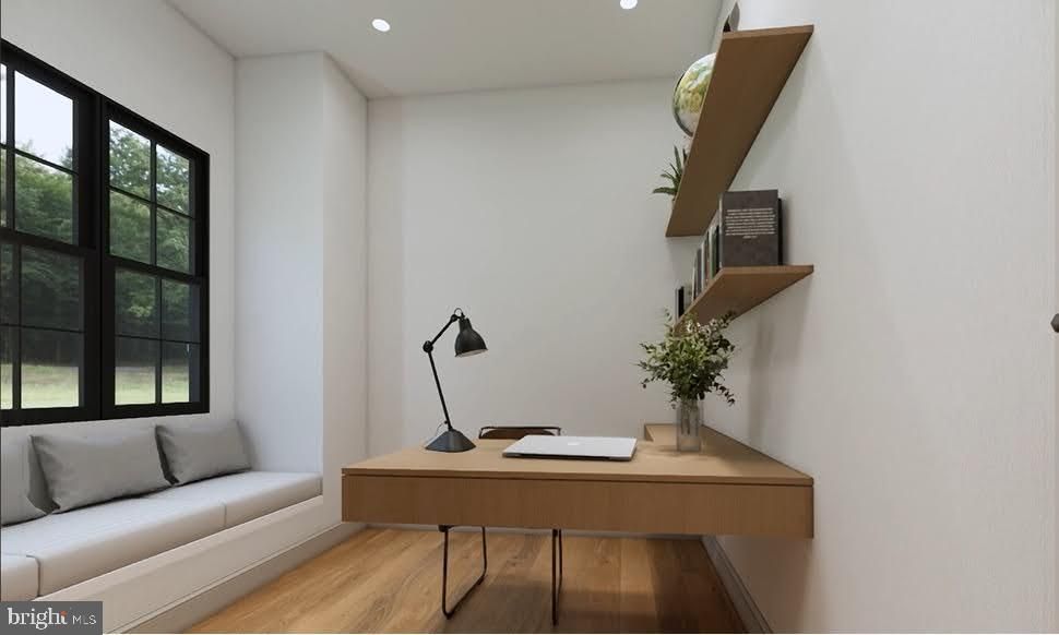 Home Office, Interior, Recessed Lighting, Wood Texture Flooring