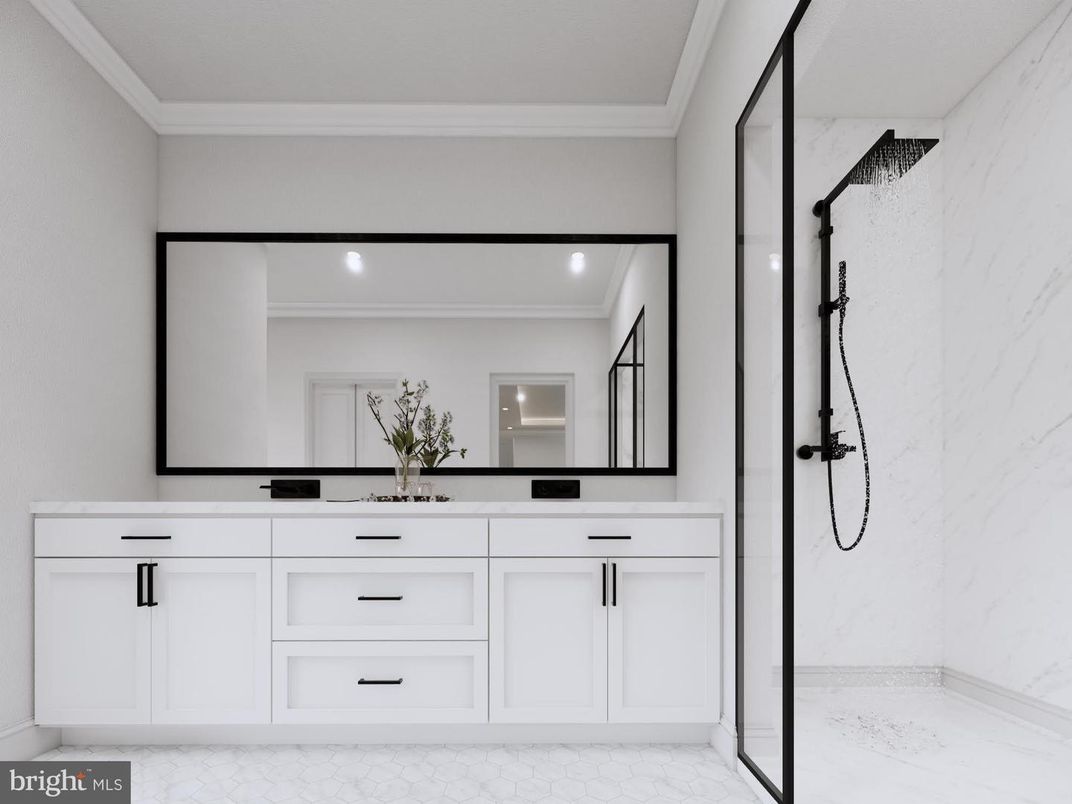 Bathroom, Interior, Marble Walls, Recessed Lighting