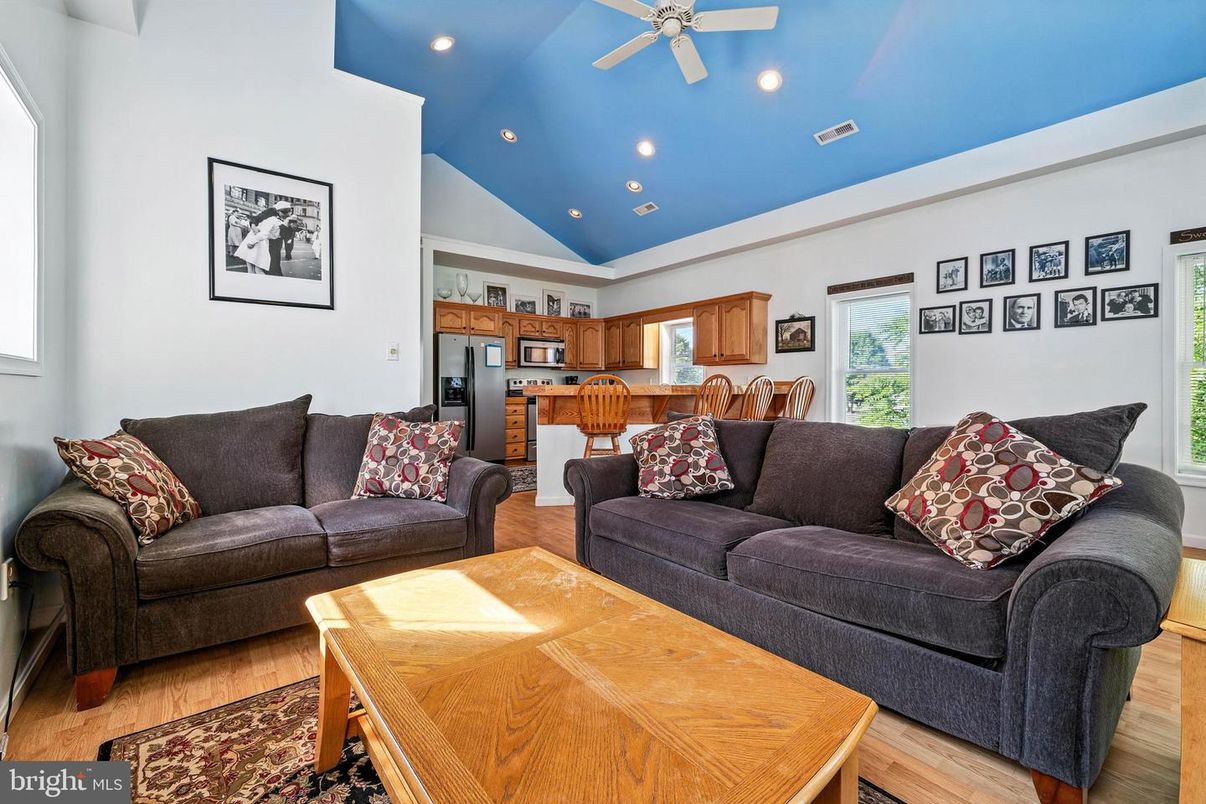 Interior, Kitchen, Living room, Recessed Lighting, Stainless Steel Appliances, Wood Texture Flooring