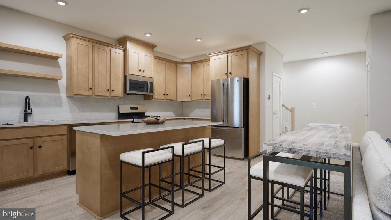 Interior, Kitchen, Recessed Lighting, Wood Texture Flooring