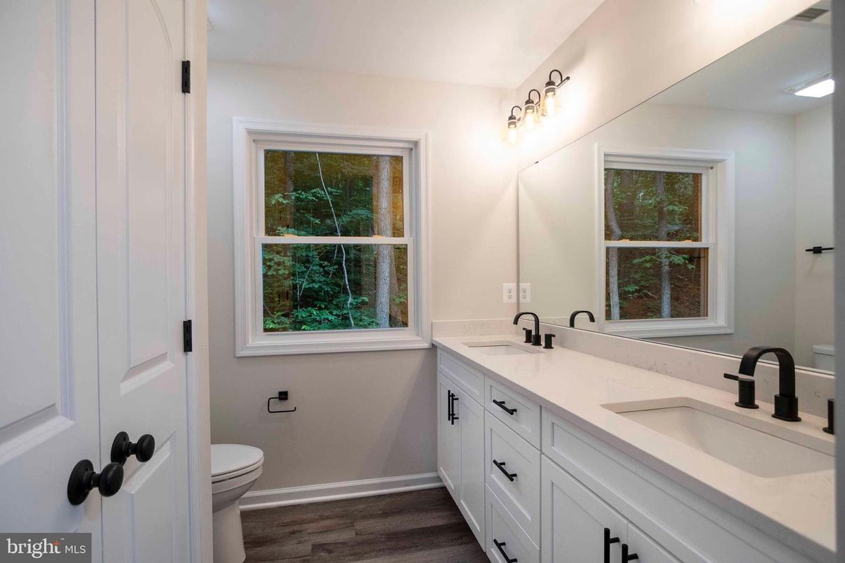 Bathroom, Dual Sink Vanities, Interior, Wood Texture Flooring