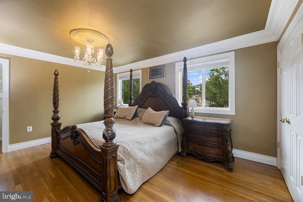 Bedroom, Chandelier, Interior, Wood Texture Flooring