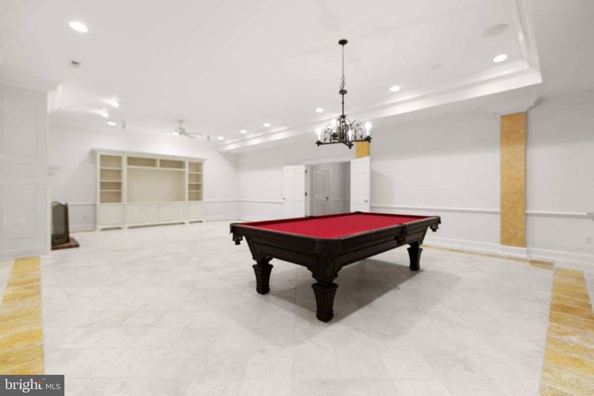 Billiard Table, Chandelier, Game Room, Interior, Pendant Lights, Recessed Lighting