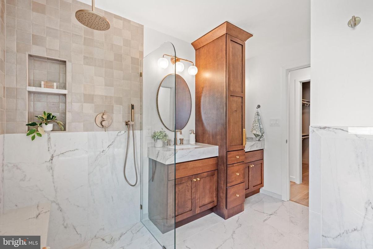 Bathroom, Glass Shower, Interior, Marble, Marble Walls