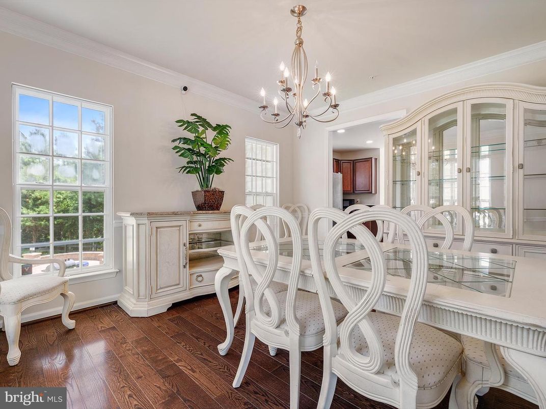 Chandelier, Dining room, Interior, Wood Texture Flooring