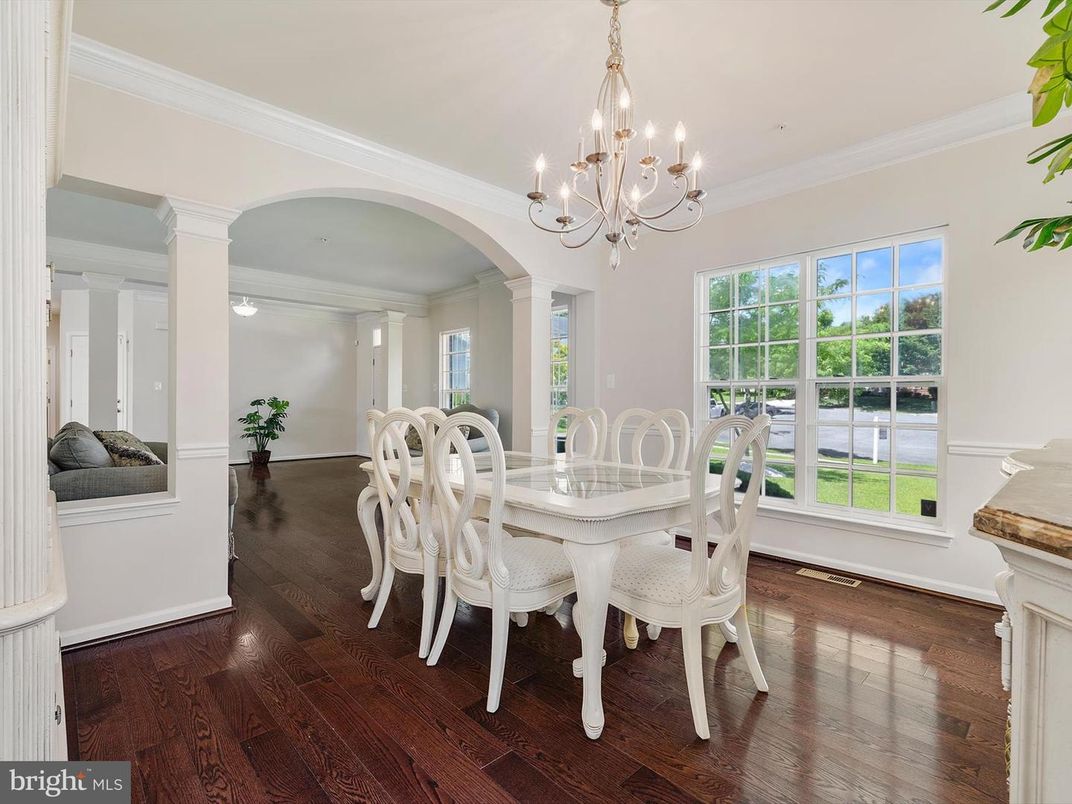 Chandelier, Dining room, Interior, Wood Texture Flooring