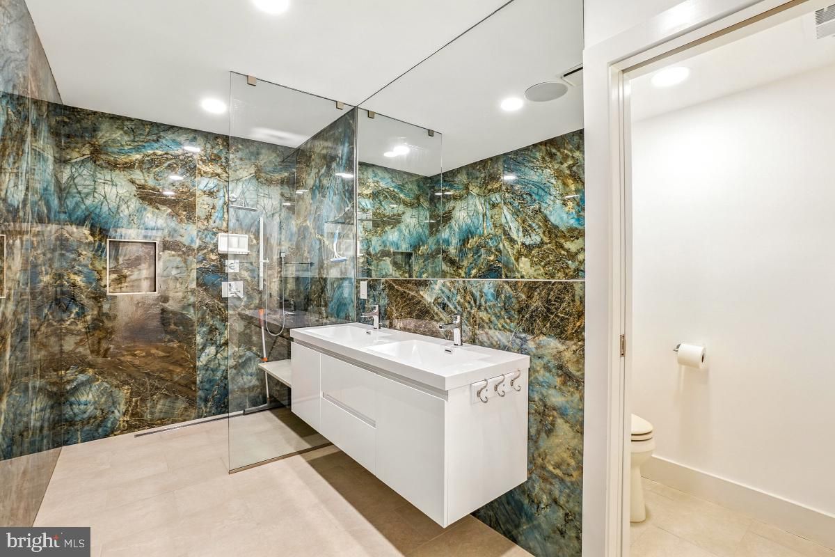 Bathroom, Glass Shower, Interior, Recessed Lighting