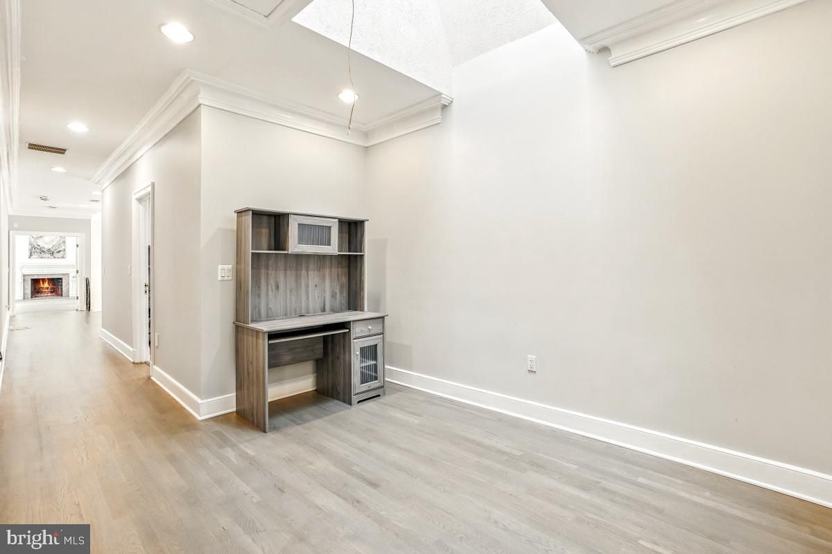 Fireplace, Interior, Pendant Lights, Recessed Lighting, Wood Texture Flooring