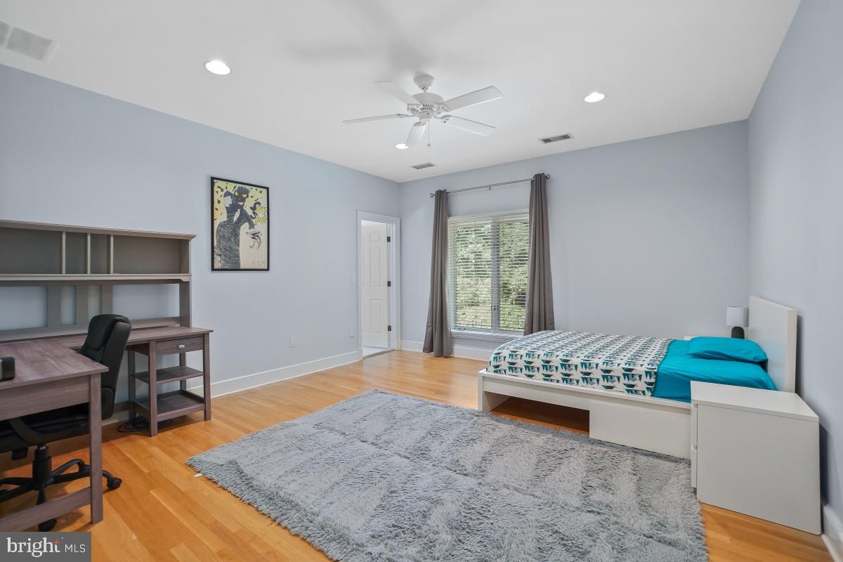 Bedroom, Home Office, Interior, Recessed Lighting, Wood Texture Flooring