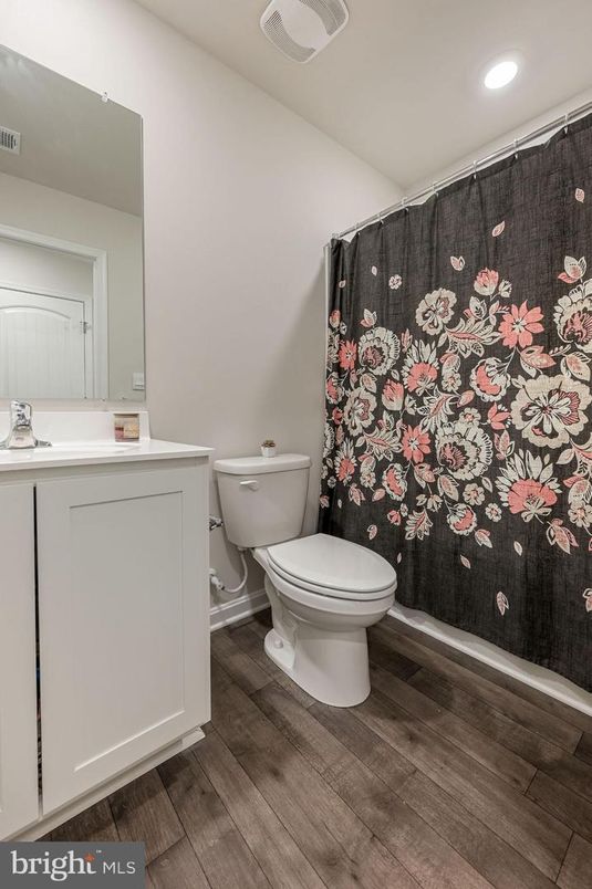 Bathroom, Interior, Recessed Lighting, Wood Texture Flooring