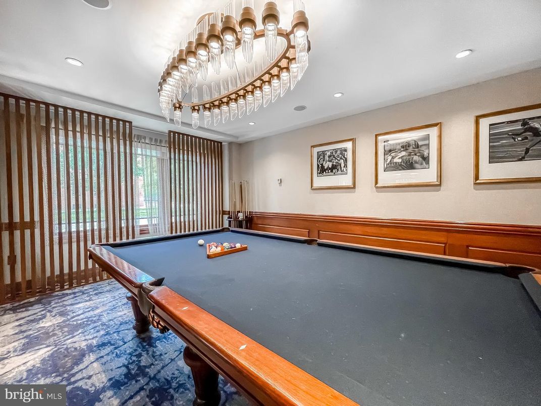 Billiard Table, Chandelier, Game Room, Interior, Recessed Lighting