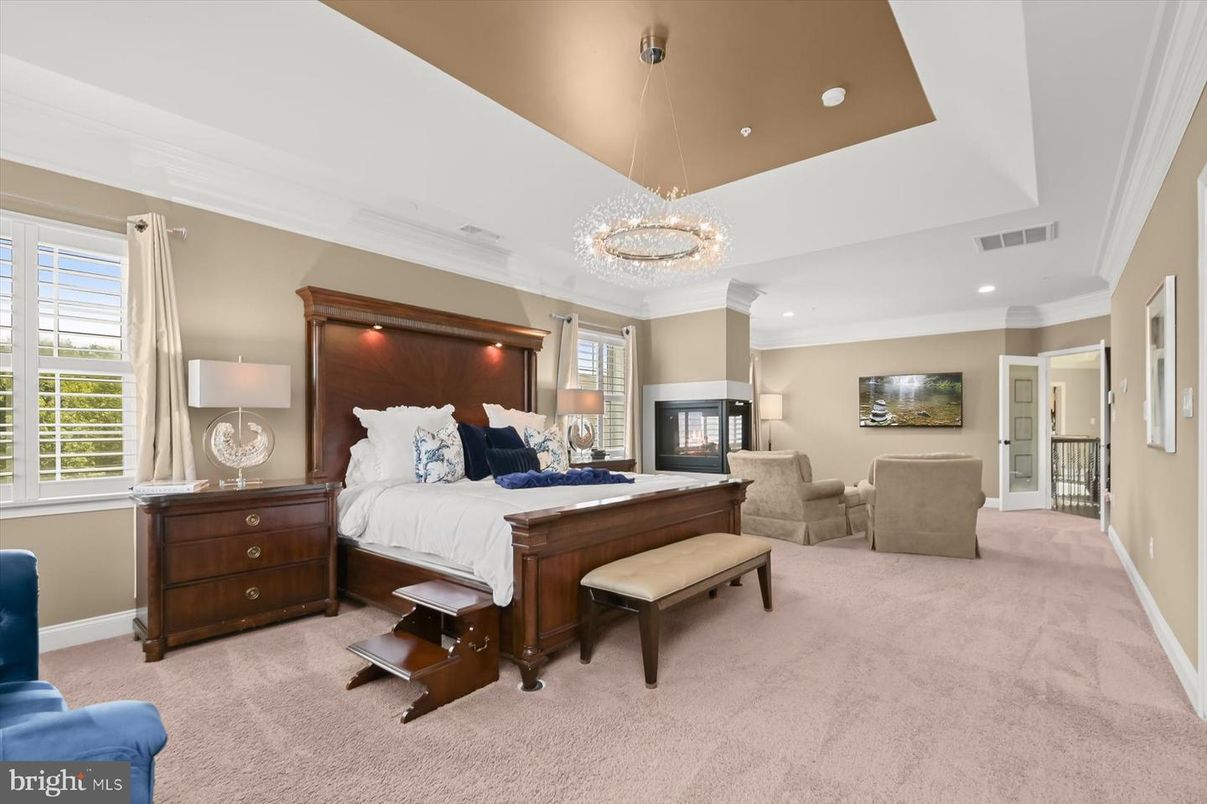 Bedroom, Chandelier, Fireplace, Interior, Recessed Lighting