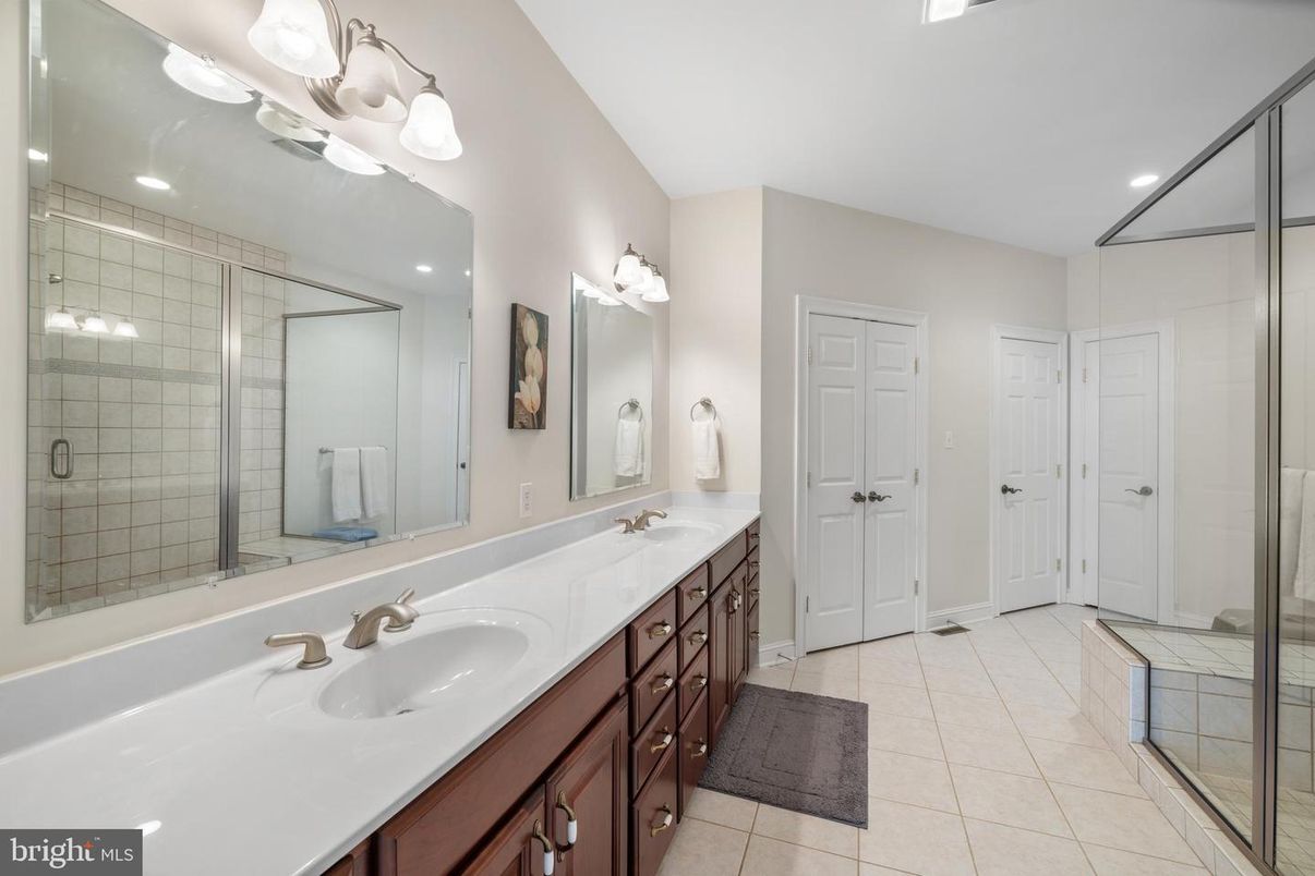 Bathroom, Dual Sink Vanities, Glass Shower, Interior, Recessed Lighting