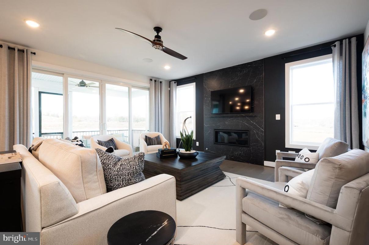 Fireplace, Interior, Living room, Marble Walls, Recessed Lighting