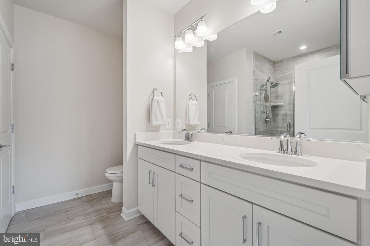 Bathroom, Dual Sink Vanities, Glass Shower, Interior, Recessed Lighting