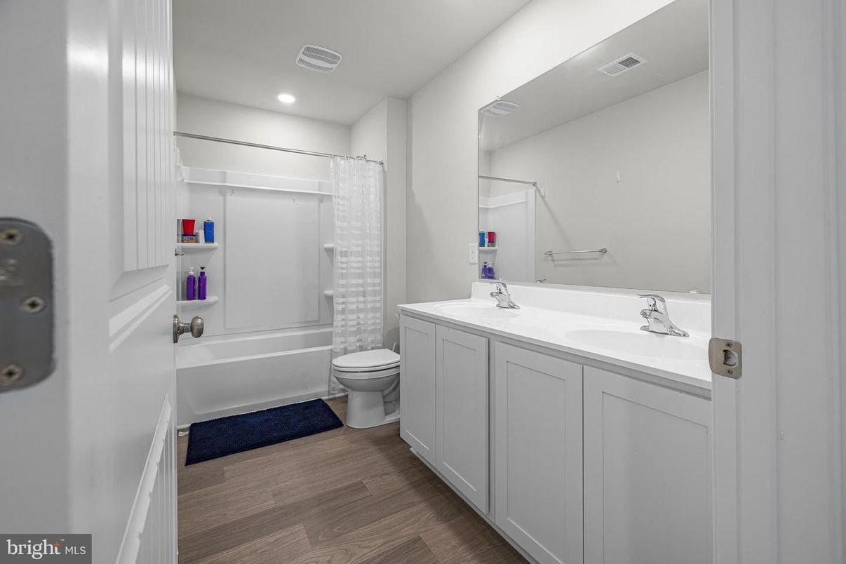 Bathroom, Interior, Recessed Lighting, Wood Texture Flooring