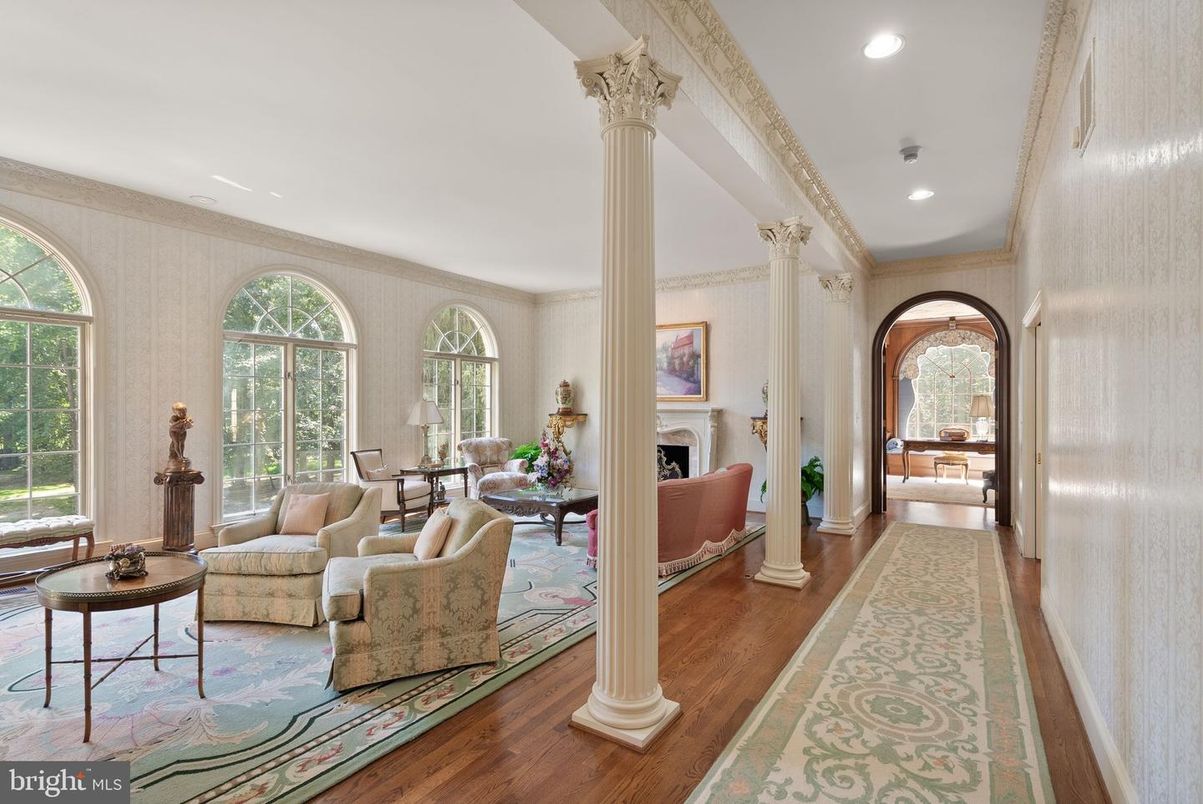 Dining room, Fireplace, Interior, Living room, Recessed Lighting, Wood Texture Flooring
