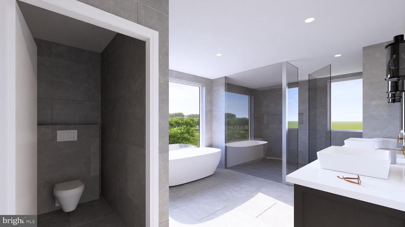 Bathroom, Free Standing Baths, Glass Shower, Interior, Recessed Lighting