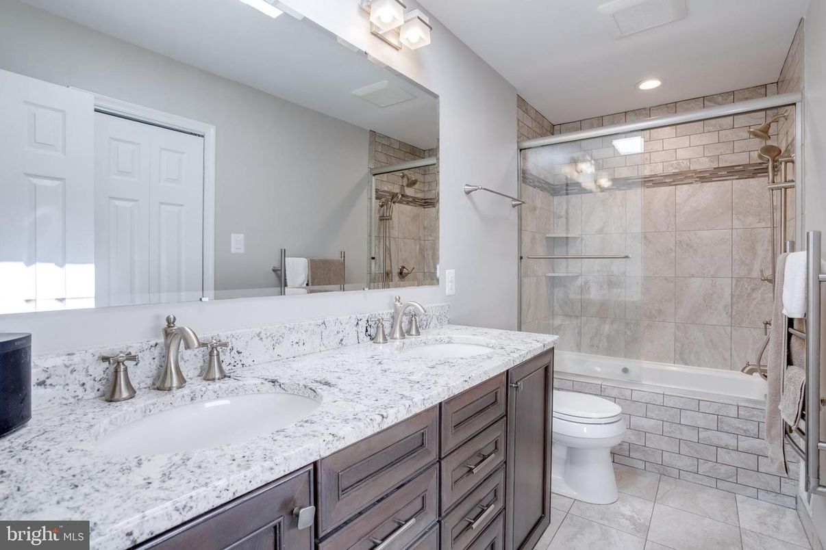 Bathroom, Dual Sink Vanities, Glass Shower, Interior, Recessed Lighting
