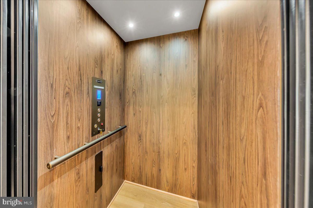 Elevator, Interior, Recessed Lighting, Wooden Walls