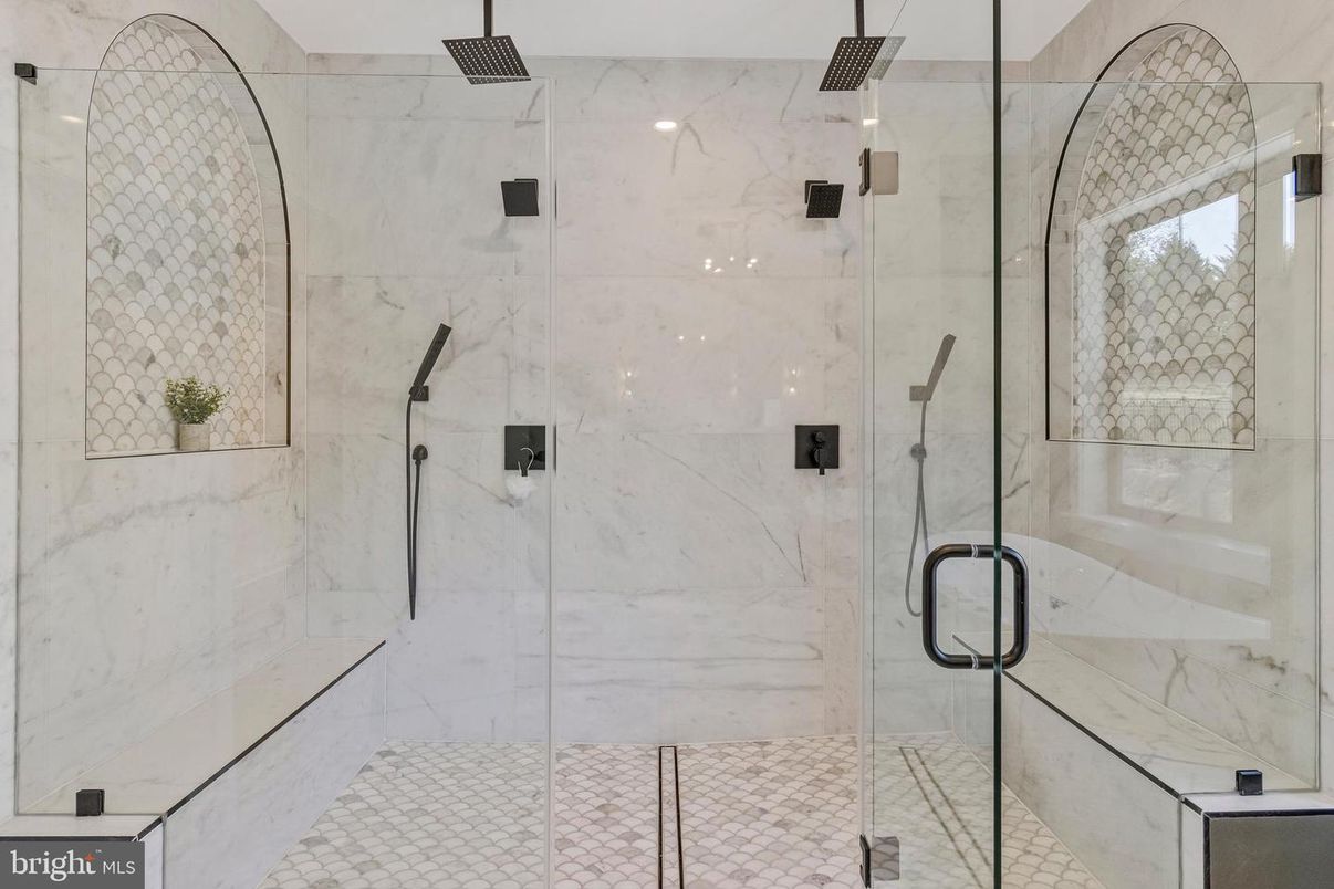 Bathroom, Glass Shower, Interior, Marble Walls