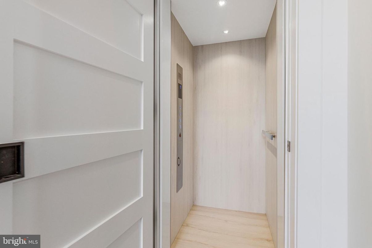 Elevator, Interior, Recessed Lighting, Wood Texture Flooring