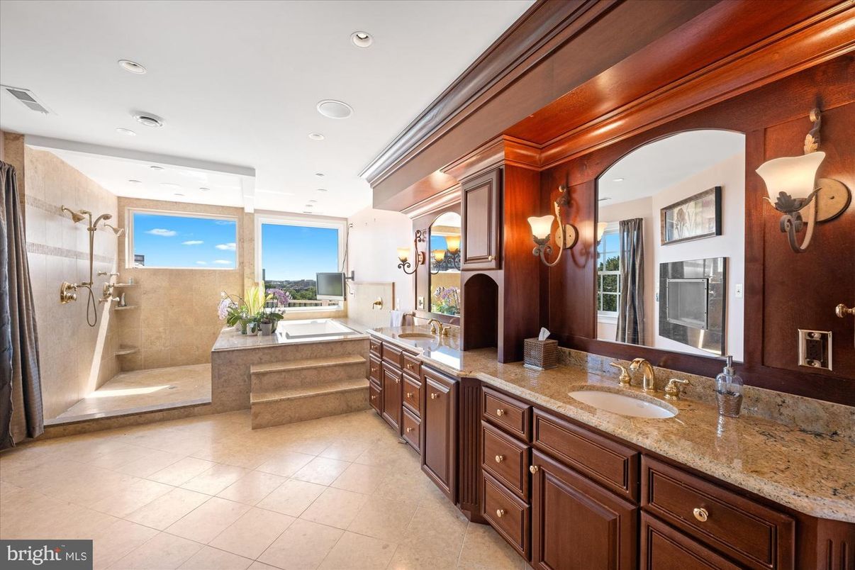 Bathroom, Dual Sink Vanities, Glass Shower, Interior, Recessed Lighting
