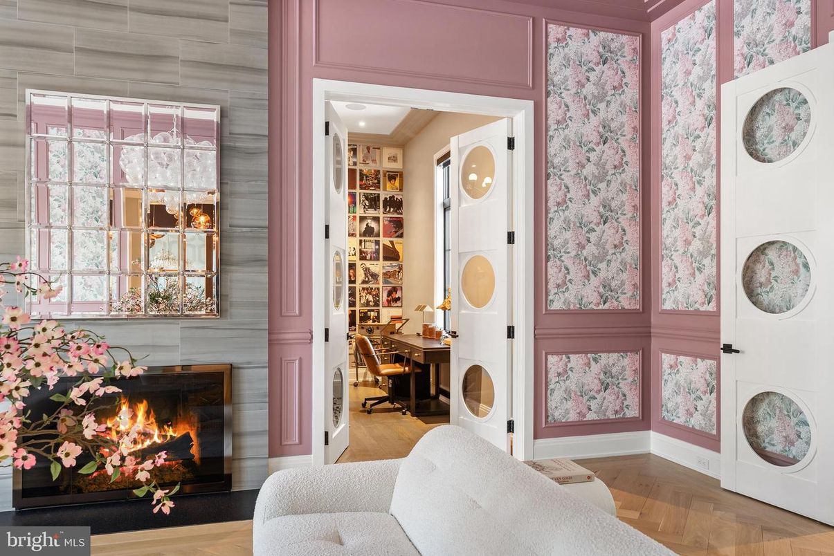 Fireplace, Interior, Recessed Lighting, Wood Texture Flooring